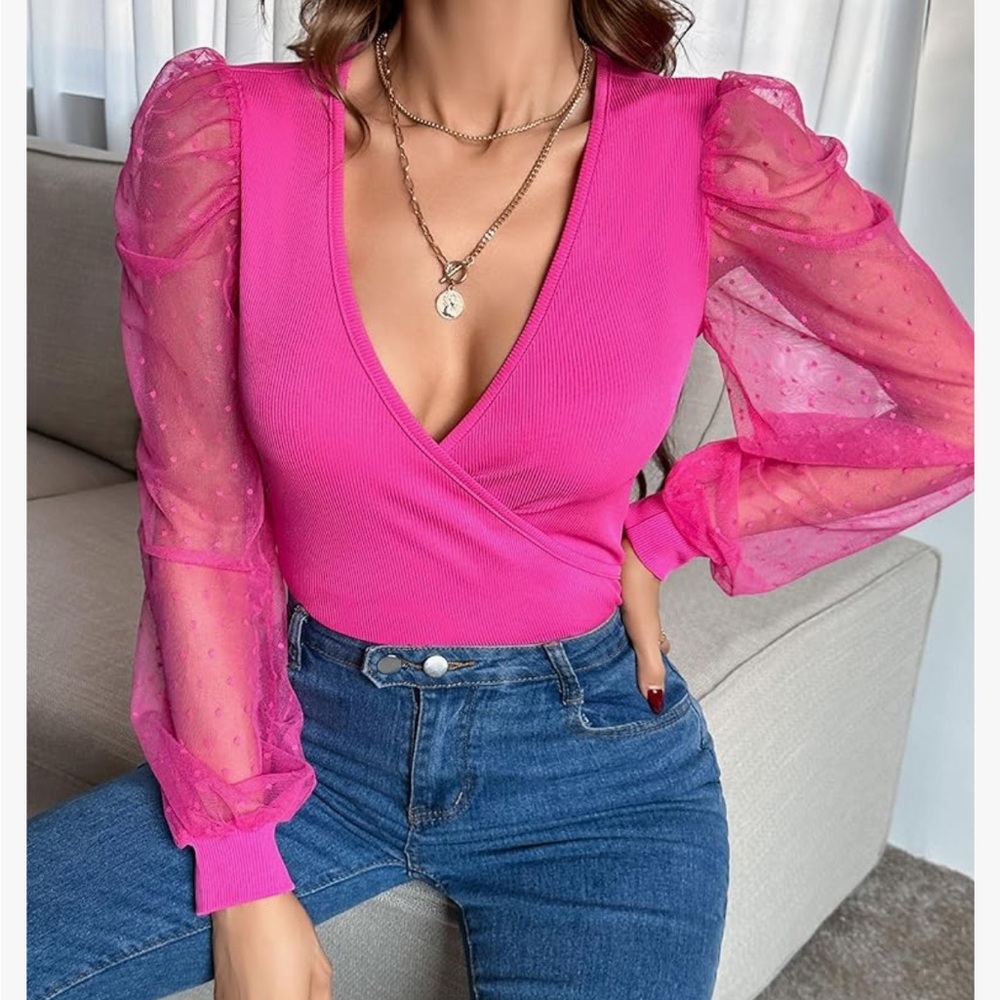 Deep V Neck Cross Wrap Sexy Top